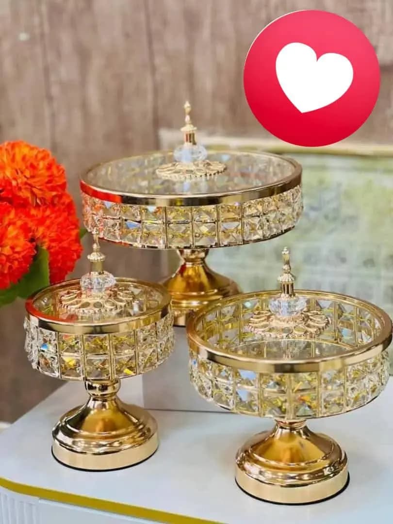 مضايف كريستال بقاعدة 3 قطع - صورة 1